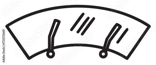 Minimalistic icon of windshield wipers on curved car windshield - stock vector