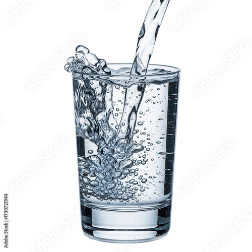 Wallpaper Mural Clear liquid pouring into glass creating bubbles and splashes isolated on a transparent background water Torontodigital.ca