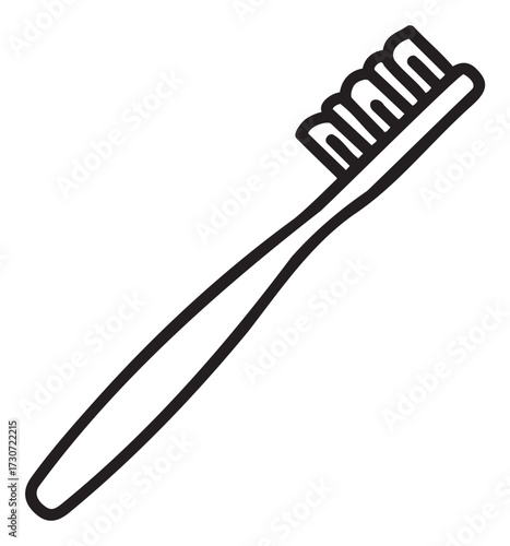 Outline of a simple toothbrush design for dental care - stock vector