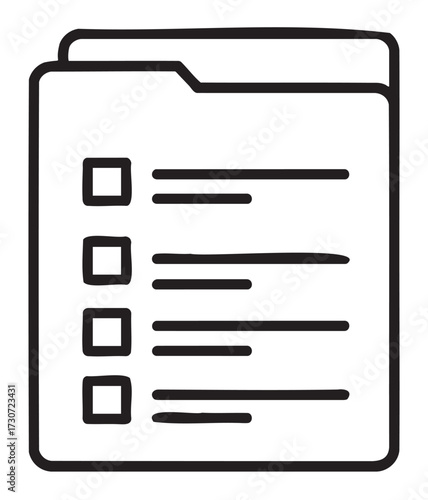 Minimalist icon of folder with checkmark list for organization - stock vector