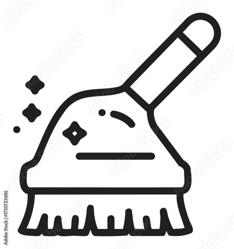 Cartoon icon of a sparkling broom with shining stars - stock vector