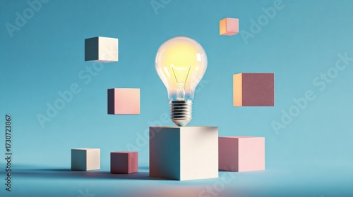 A glowing light bulb symbolizes inspiration and innovation,