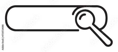 Simple black and white search bar with magnifying glass icon - stock vector