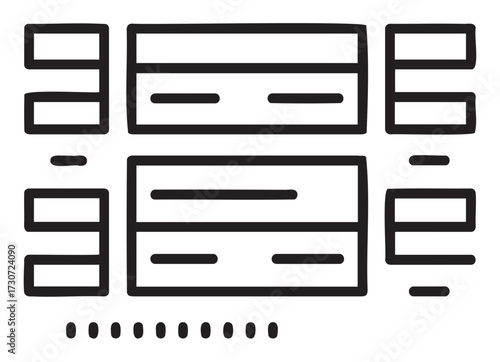 Abstract black and white geometric design with rectangles and lines on white background - stock vector