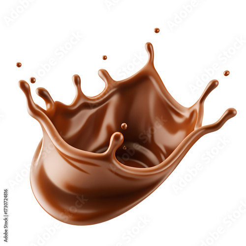 brown chocolate liquid paint milk splash isolated on white background PNG, GENERATIVE AI