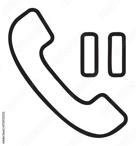 Pause button with telephone handset icon for communication and contact concepts - stock vector