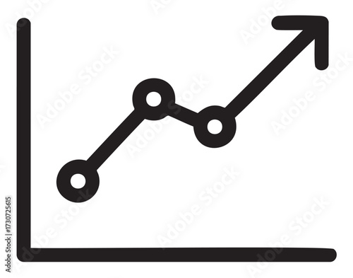 Upward trending line graph icon illustrating financial growth progression - stock vector