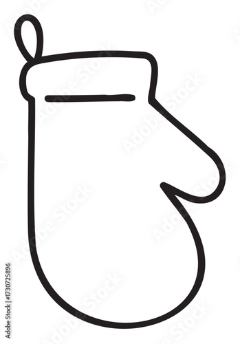 Simple black and white oven mitt icon with loop - stock vector