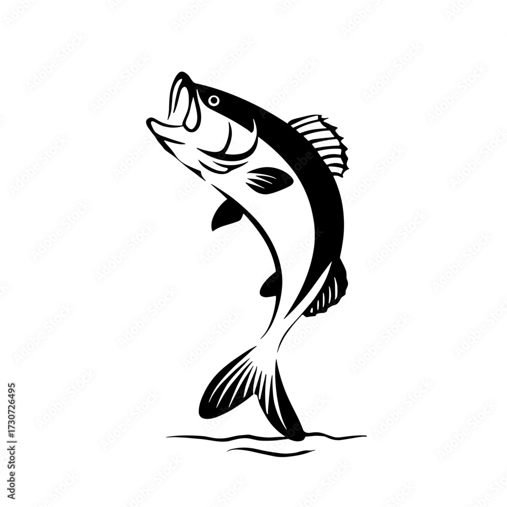 Fototapeta premium Bass. Bass simple black and white line art vector logo