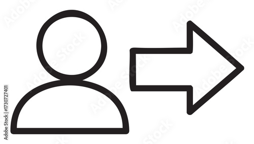 Simple user icon with arrow indicating forward movement - stock vector