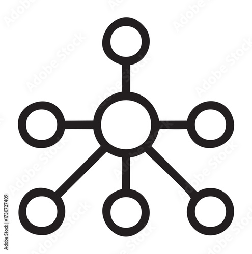 Simplified network diagram with interconnected nodes and central hub - stock vector