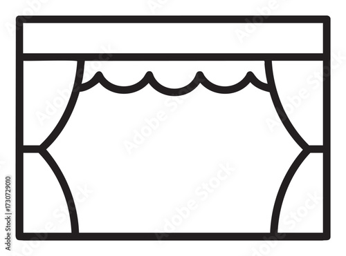 Minimalist outline of theater stage with curtains and arch design - stock vector