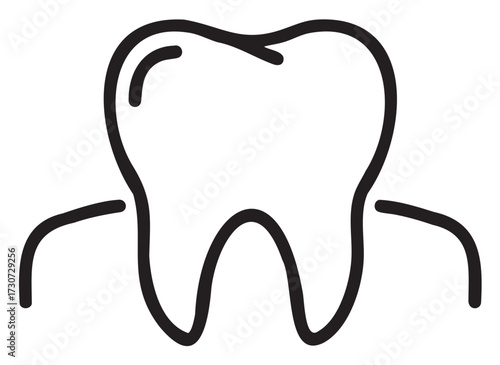Minimalist tooth outline icon: dental and oral health design - stock vector