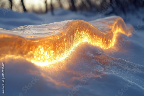 Fire blazing in the snow.