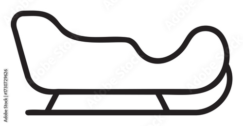 Black and white outline of a sleigh with curved design - stock vector
