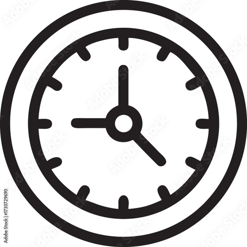 Vintage wall clock face vector illustration with antique hour and minute hands