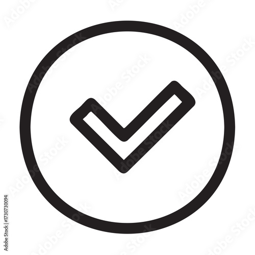 Bold black checkmark in circle icon for approvals and confirmations - stock vector