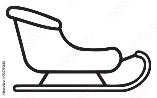 Simple monochrome outline of a classic sleigh side view - stock vector