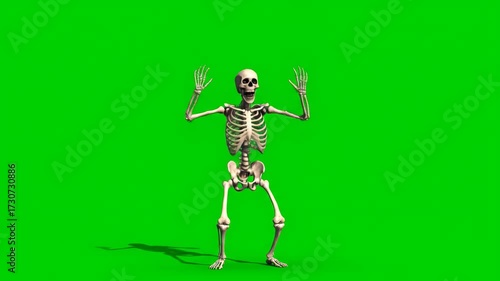 A scary skeleton jumping out to frighten, making a classic 