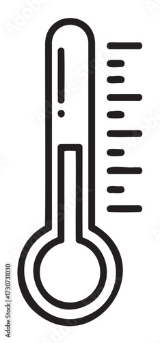 Thermometer icon indicating temperature measurement in black outline design - stock vector