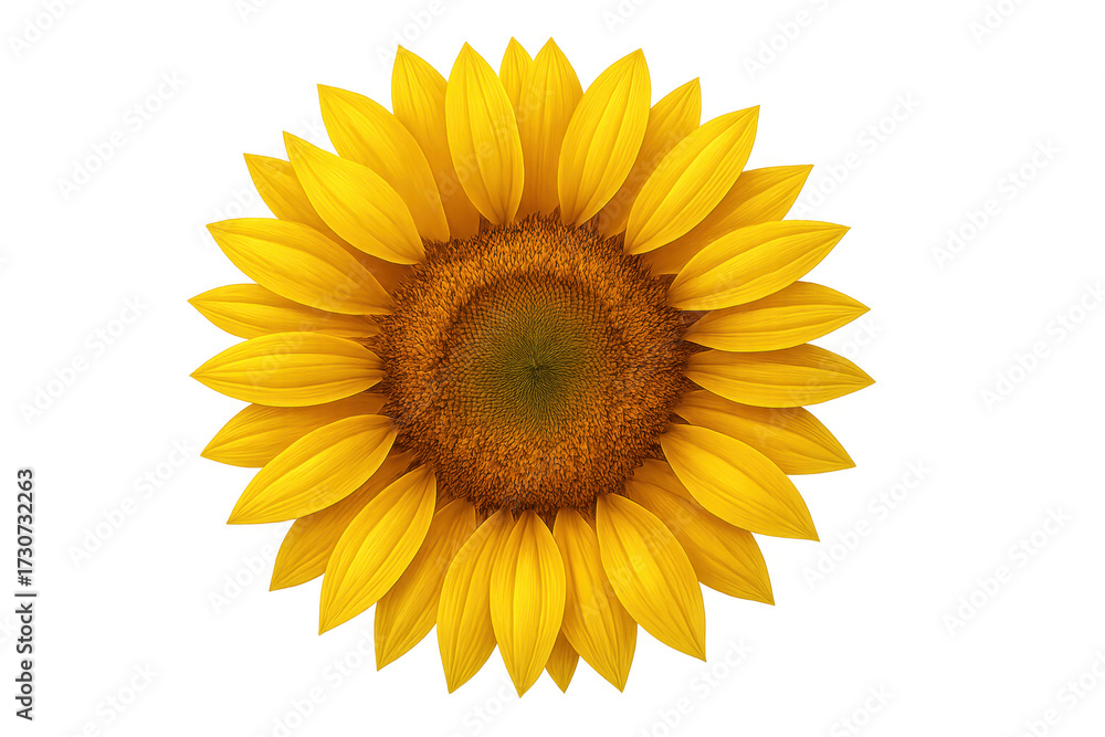 Fototapeta premium Sunflower head showing petals and seeds isolated