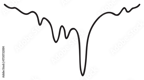 Black line art: abstract curved graph or chart representation - stock vector