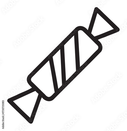 Black and white striped candy icon with wrapping - stock vector