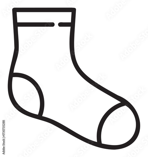 Simple black and white outline of ankle sock design - stock vector