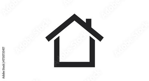 Simple black and white illustration of a house icon, perfect for real estate or home concepts on a white background