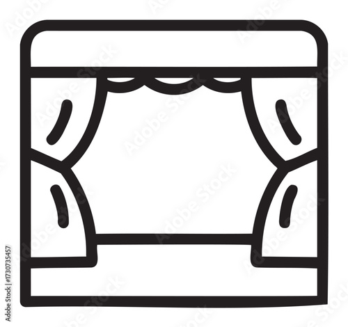 Theater stage with curtains line art icon - stock vector