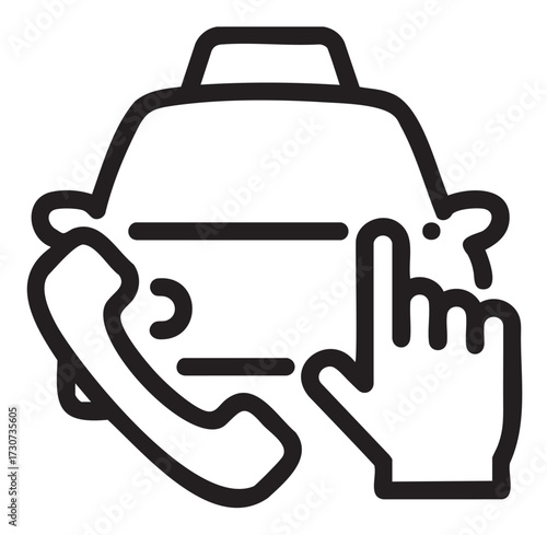 Taxi booking icon with phone and hand gesture - stock vector
