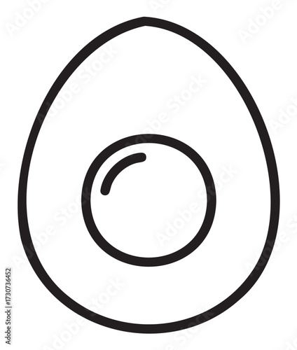 Simple black and white egg icon with yolk centered - stock vector