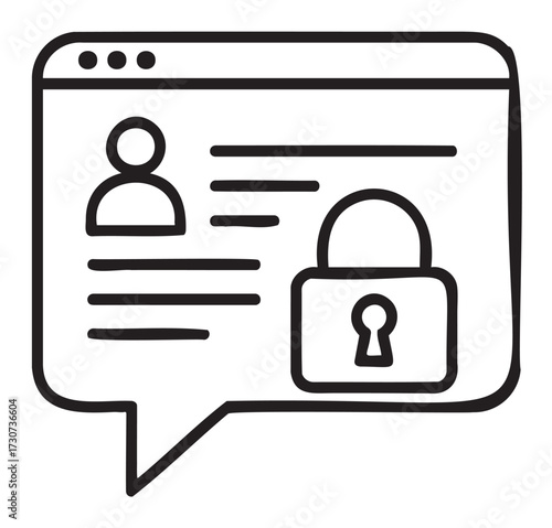 Digital privacy concept with secured lock icon in web interface design - stock vector