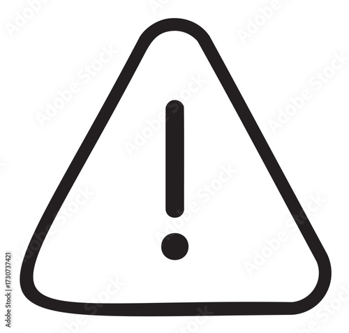 Warning triangle icon with exclamation mark - black and white symbol - stock vector