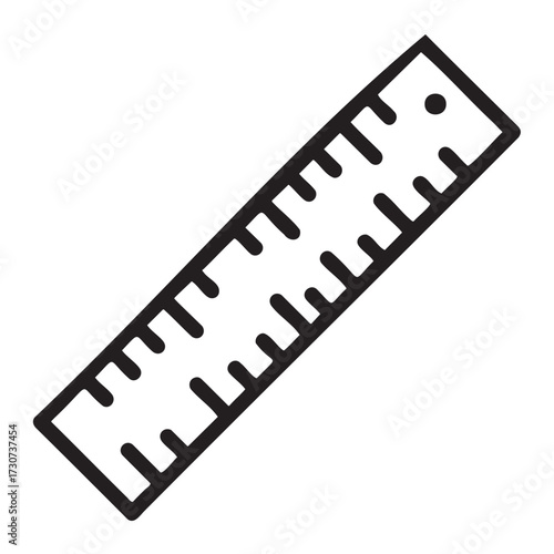 Black and white ruler icon with metric and imperial measurements - stock vector