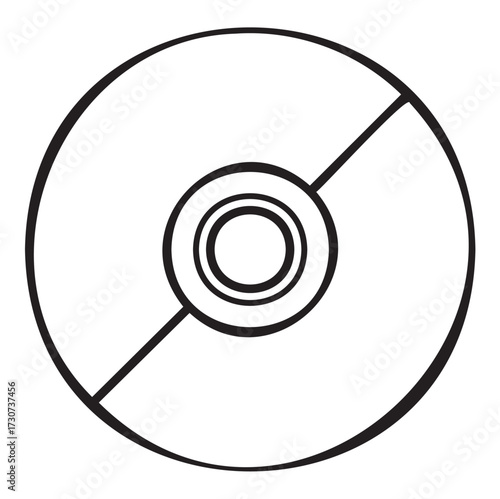 Retro compact disc symbol with minimalist design - stock vector