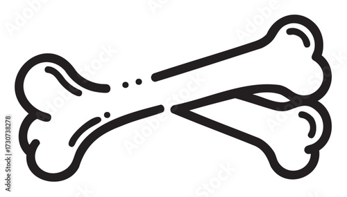 Simple illustration of crossed bones symbol in black and white - stock vector