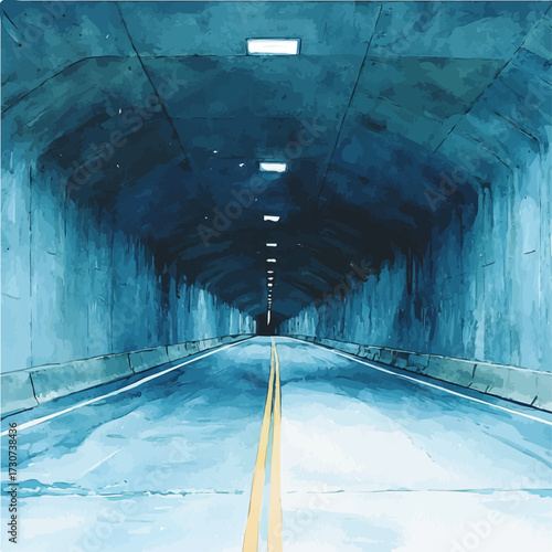 watercolor of Light Tunnel, vector, isolated on a white background.