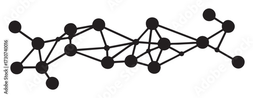 Abstract black connected dots illustrating network concept on white background - stock vector