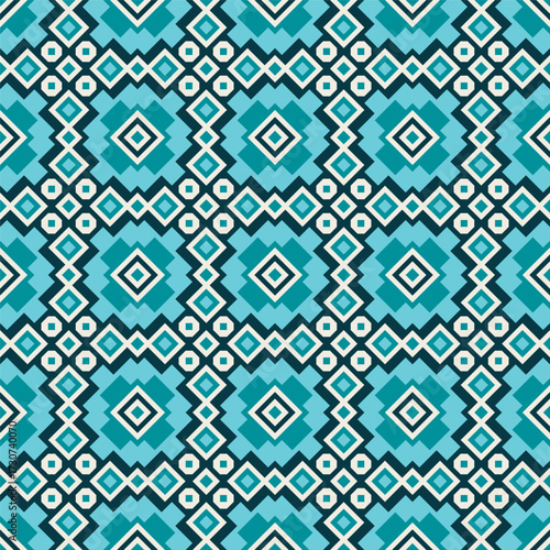 Geometric Repeating Diamond and Square Ethnic Ornament Seamless Pattern Design
