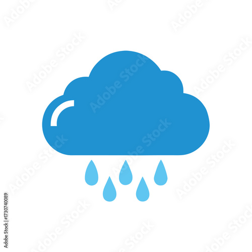 Minimal cloud with rain drops weather icon vector flat minimal illustration simple design with white background