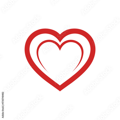 Minimal heart shape clean love symbol vector design romantic abstract logo with white background  