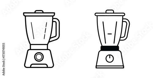 Line art illustration of a kitchen blender featuring a clear jar simple base vector art design