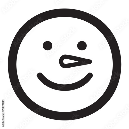 Simple black and white smiley face with winking expression - stock vector