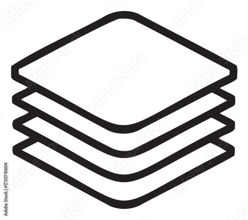 Minimalist abstract triple layer icon in black and white - stock vector