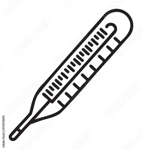 Outline illustration of a medical thermometer for measuring temperature - stock vector