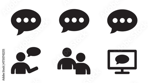 Set of communication icons simple flat vector design elements for web and mobile apps isolated on white background
