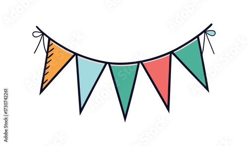 Colorful bunting banner isolated on white background