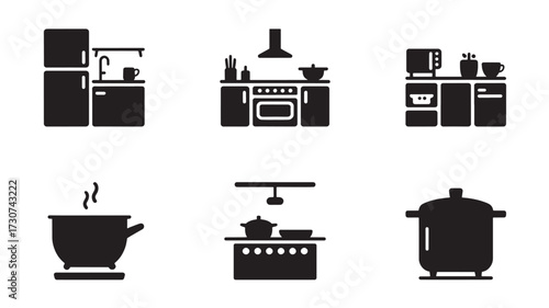 Kitchen appliance icons a set of simple black glyphs perfect for app design and user interface elements