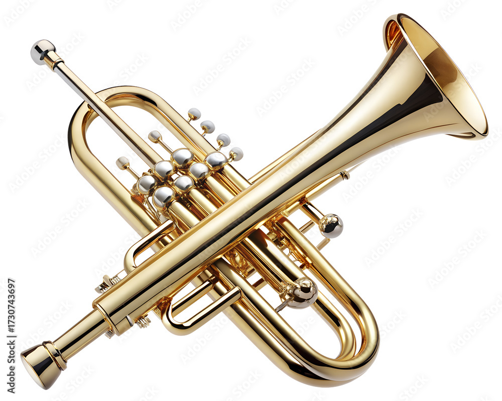 Obraz premium A golden trumpet isolated on transparent background